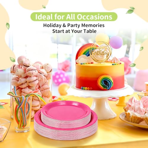 Hot Pink Paper Plates (Hot Pink / 50 Count (25-9" & 25-7"))