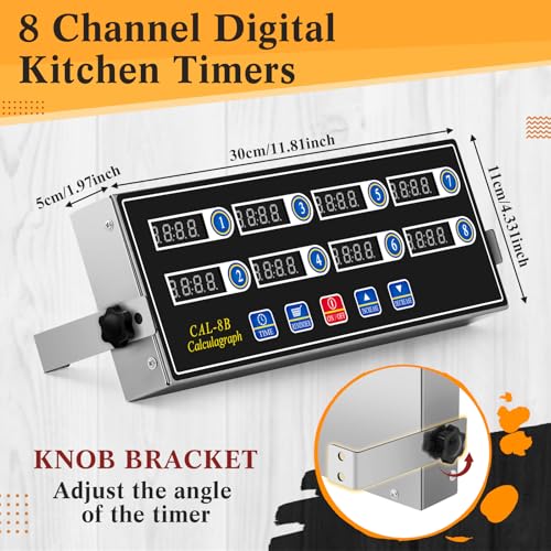 1 Pack Commercial Digital Kitchen Timer for Cooking (8 Channel)