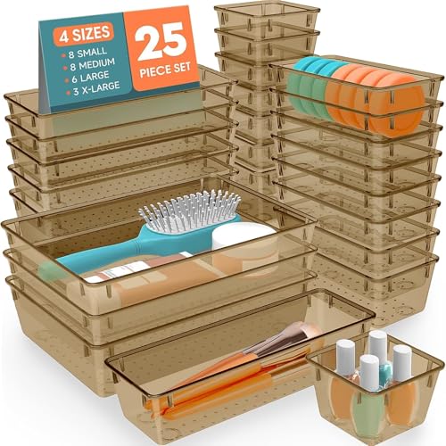25 PCS Plastic Drawer Organizer (Champagne)
