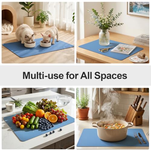 Coffee Mats for Coffee Bar Accessories (Blue / 24" x 16")