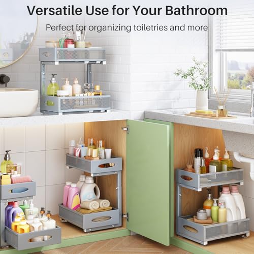 2 Pack Under Sink Organizer (Grey / 2 Pack)
