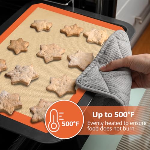Silicone Baking Mat Set of 3 (Orange / 3 Pieces (2 Half and 1 Quarter Sheets))