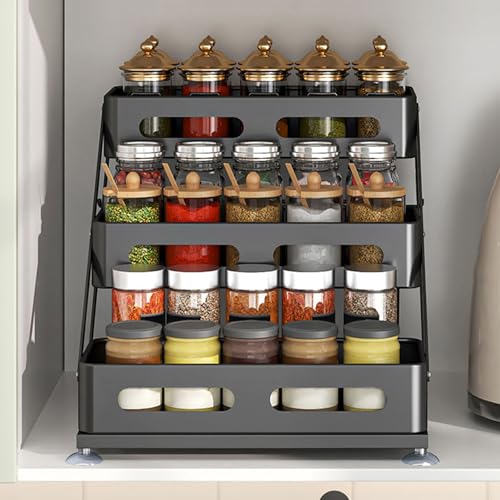 3 Tier Foldable Spice Rack (Black)
