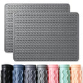 2 Pack Caketime Silicone Dish Drying Mat for Kitchen Counter Coffee Bar Accessories Heat Resistant Waterproof Dining Under Sink Organizers Dog food mat Must Haves Extra Large 24"x18" Gray (Gray / 24"*18")