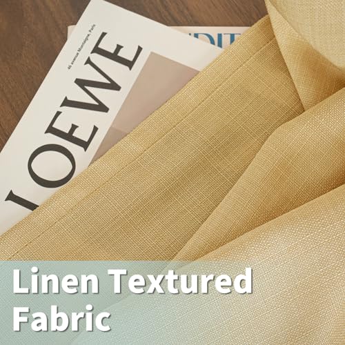 Short Linen Light Filtering Curtains 45 Inch for Bedroom 2 Panels (52"W x 45"L (Pack of 2) / Silver Grommet-caramel Brown)