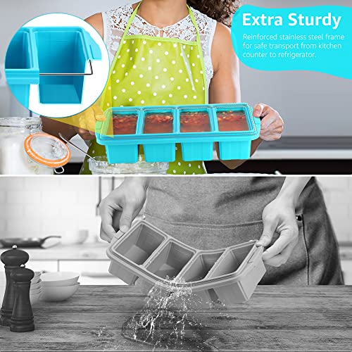 Silicone Freezer Tray With Lid (2Pack-Aqua)