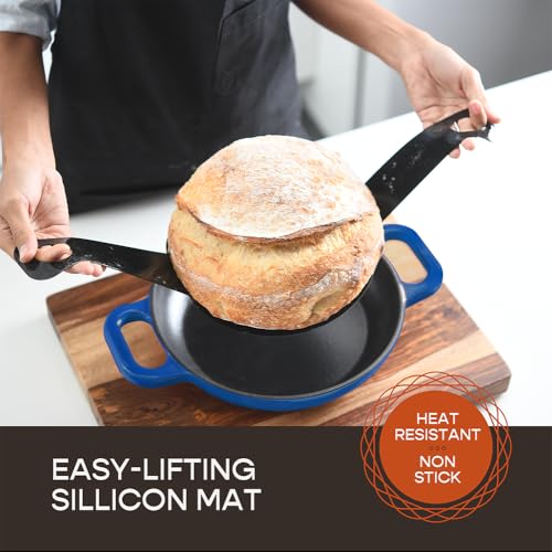 Enameled Cast Iron Dutch Oven for Sourdough Bread Baking (Blue)