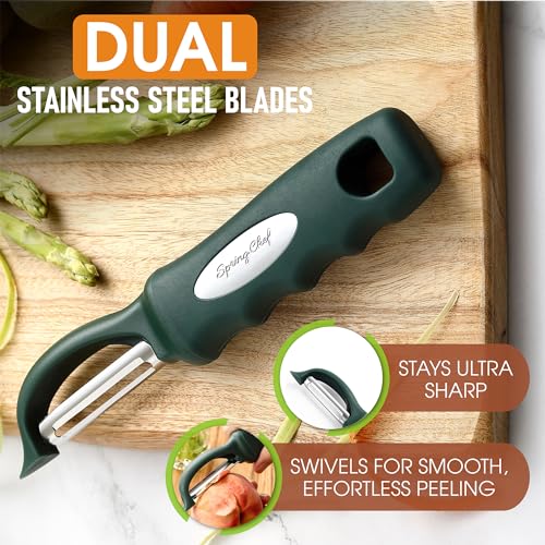 Potato Peeler for Kitchen with Soft Grip Handle (Pine Green)