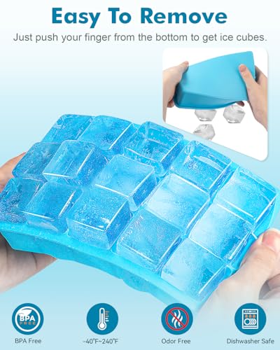 Silicone Ice Cube Trays for Freezer Set of 2 (Gray)