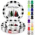 Fun Christmas Paper Plates (Christmas Black white Plaid / 50 Count (25-9" & 25-7"))