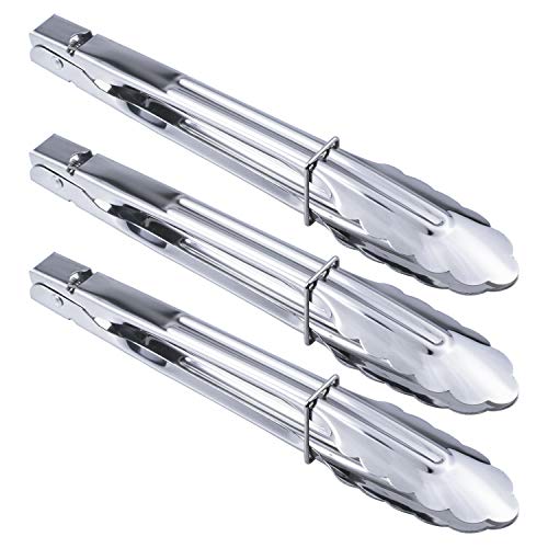 Stainless Steel Serving Tongs Metal Cooking Tongs (9")