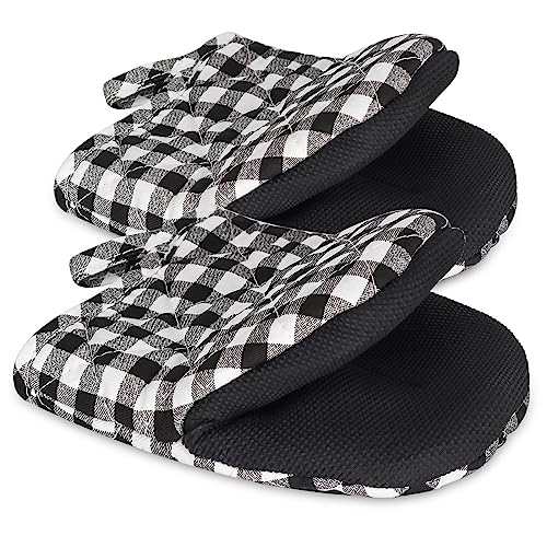 Mini Oven Mitts 2 (Black and White Plaid / 2 Pieces Set)