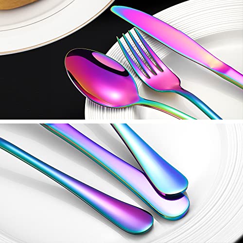 Rainbow Silverware Flatware Set for 8 (Color)