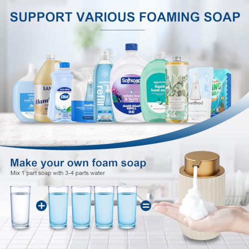 Ceramic Foaming Soap Dispenser (Beige Gold-2pack)