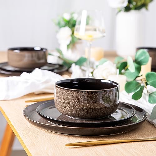 Ceramic Dinnerware Sets for 6 (Modern-Chestnut / Service for 6 (18 Pcs))