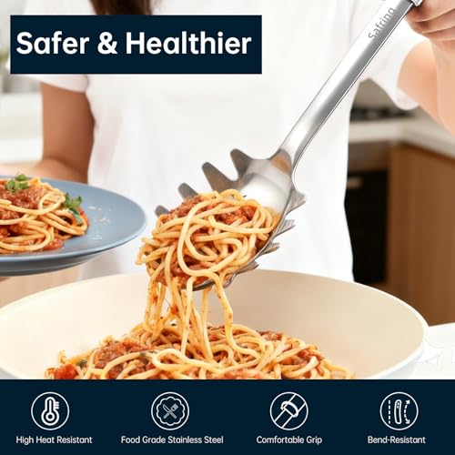 Stainless Steel Soup Ladle and Spaghetti Spoon Set (Red)