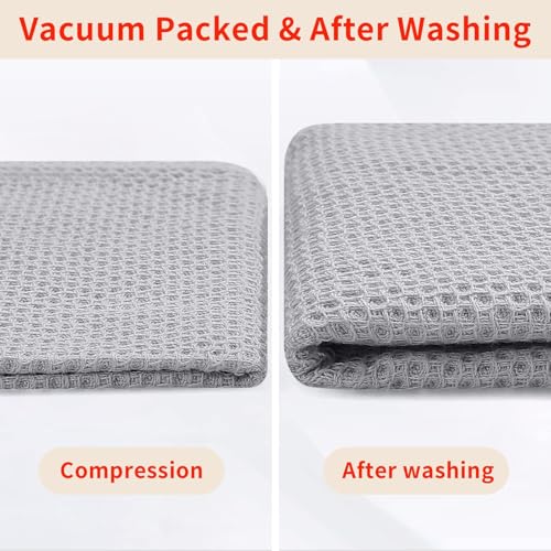 100% Cotton Oversized Waffle Weave Kitchen Towels 6 (Light Gray / 20 X 28 - 6 Pack)