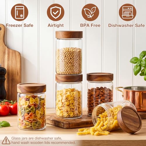 6Pcs 28 oz Glass Jars with Wooden Lids (28oz-6pcs)