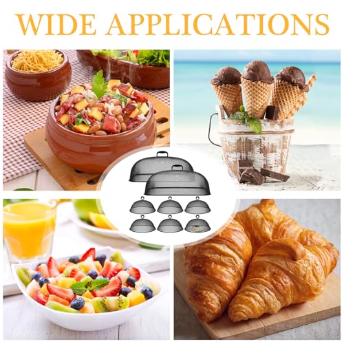 16 Pcs Outdoor Metal Mesh Food Covers Tents Dome Set (Black)