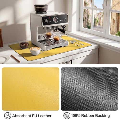 Coffee Mats for Coffee Bar Accessories (Yellow / 19" x 12")