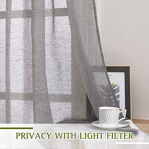 Charcoal Grey Linen Curtains for Bedroom 48 inch Long (36"W x 48"L (Pack of 2) / Charcoal Grey)