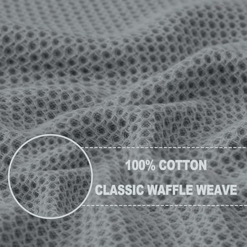 100% Cotton Waffle Weave Kitchen Dish Cloths 12 (Grey / 12 X 12 - 12 Pack)