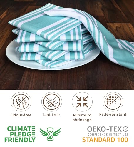 Cotton Dish Cloth Set of 8 (12" x 12" (Set of 8) / 009 Aqua/White)