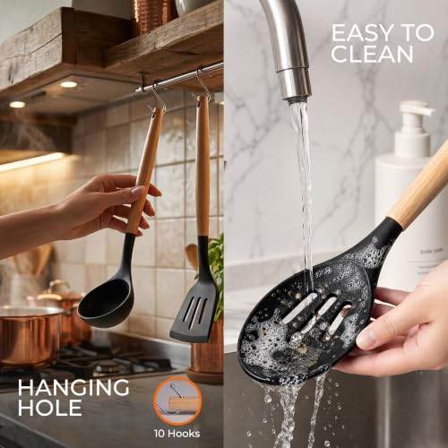 33 Pcs Silicone Kitchen Cooking Utensils Set (Black)
