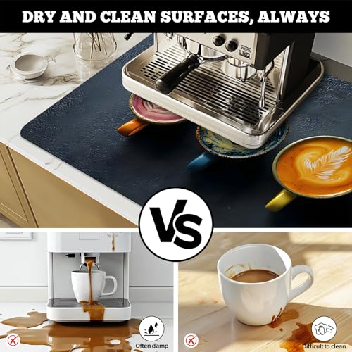 Dish Drying Mat Large Coffee Mat Absorbent Drying Mat for Kitchen Counter Coffee Bar Accessories 32"x 17" (Colorful Flavored Coffee)