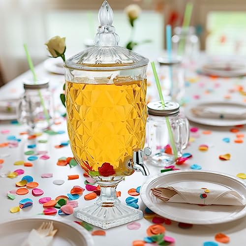 2 Pieces 1.3 Gallon Drink Dispensers for Parties Crystal Iced Beverage Dispenser with Stand and Spigot (Delicate)