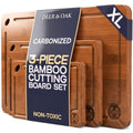 Pre-Oiled, Non Toxic 3-Piece Carbonized Bamboo Cutting Board Set (Large-3SET)