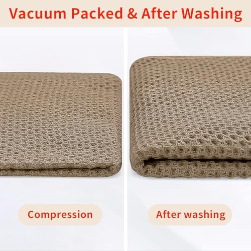 100% Cotton Waffle Weave Kitchen Dish Towels 4 (Tan / 13 X 28 - 4 Pack)