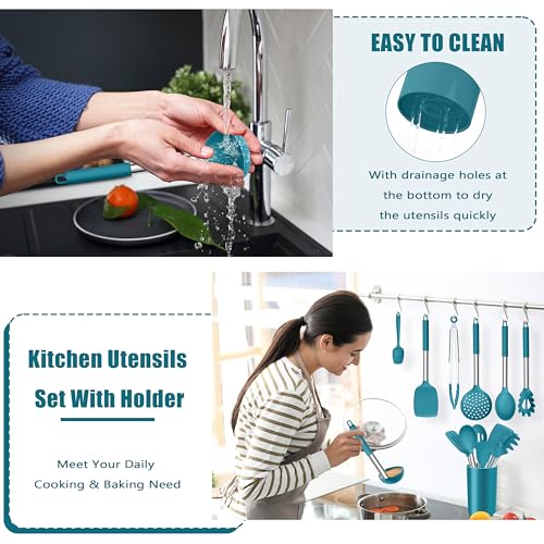 14 Pieces Silicone Cooking Utensils Set (Blue)