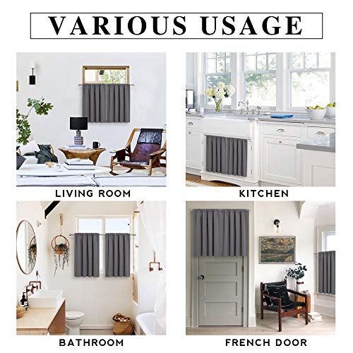 Cafe Blackout Curtains 30 inch Length (Grey / 29"W x 30"L (Pack of 2))
