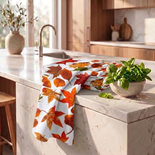 Kitchen Towels Cotton Dish Towels 20”x30” (20" x 30" (Set of 6) / 072 Harvest Leaf Print)