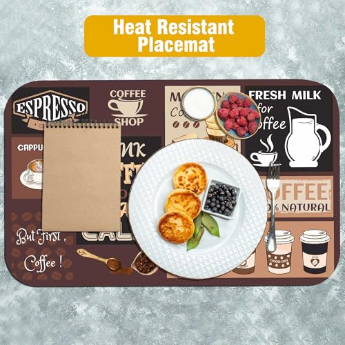 Retro Coffee Pattern Drying Mat 19" x 12" (Coffee / 19" x 12")