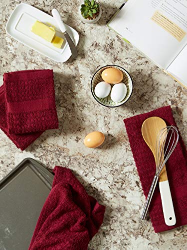 Basic Terry Collection Waffle Dishtowel Set (Solid Wine / 15x26")