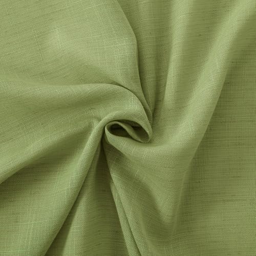 Olive Green Linen Curtains 36 Inch Length for Short Kitchen Window (Green / 42"W x 36"L (Pack of 2))