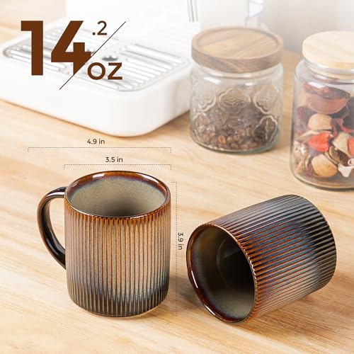 Ceramic Coffee Mugs Set of 6 (Cocoa Mocha / 14 OZ (Set of 6))