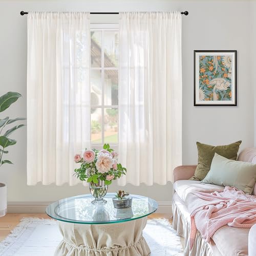 Natural Linen Curtains 42X63 Inch Length for Living Room Windows (Linen / 42"W x 63"L (Pack of 2))