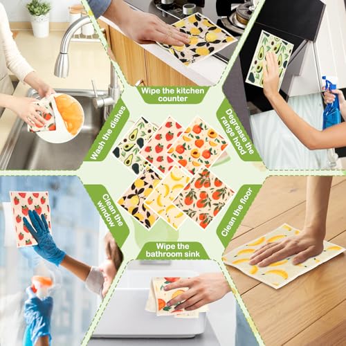 Swedish Dish Cloths for Kitchen (6 Pack-fruits)