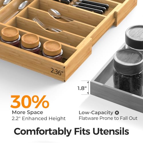 Bamboo Silverware Drawer Organizer (Natural / Extra Large)