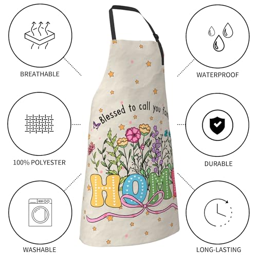 Funny Home Cooking Apron for Men Women Lovely Chef Apron Baking Gardening BBQ (33" x 28"(Pack of 1) / Cartoon Home White)