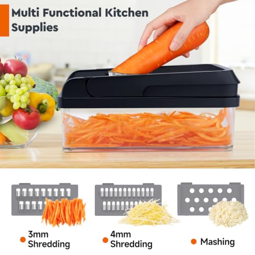 12-in-1 Vegetable Chopper, Food Veggie Chopper With Container (Gray / 7 blades)