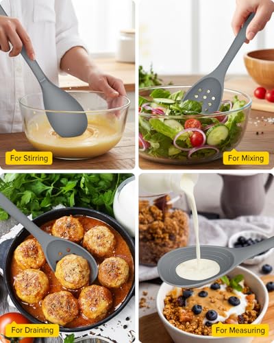 Pack of 2 Silicone Cooking Spoons (Gray)