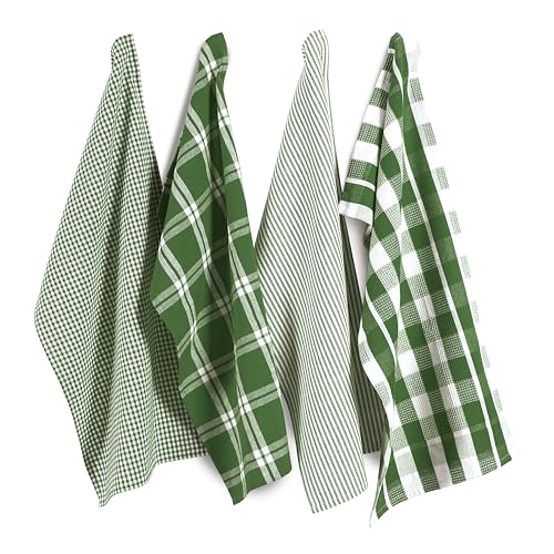 100% Cotton Kitchen Dish Cloths (13"x28" - 4 Pack / 01: Olive)