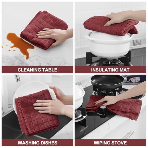 Large Premium Cotton Kitchen Towels 16"x 28" (Rust / 16" X 28" - 12 Pack)