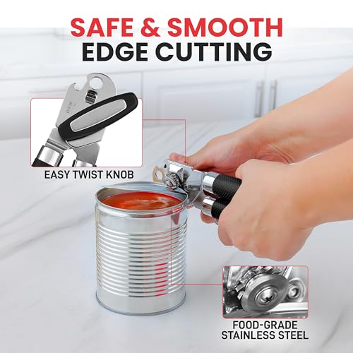 Can Opener with Large Bottle Opener (Side Bottle Opener Design / Black)
