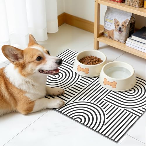 Geometric Dish Drying Mat (Geometric-Black / 12" X 20")