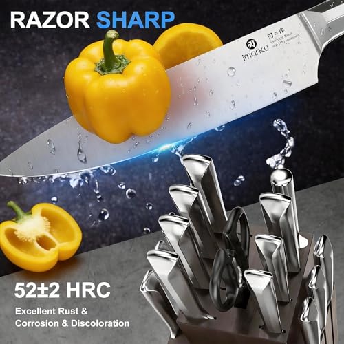 16 Pieces High Carbon Japanese Stainless Steel Knife Set with Block